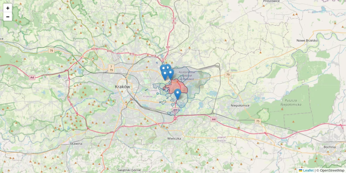 Szczegółowa mapa kodu pocztowego 31-979 z granicami, sąsiednimi kodami pocztowymi i urzędami pocztowymi