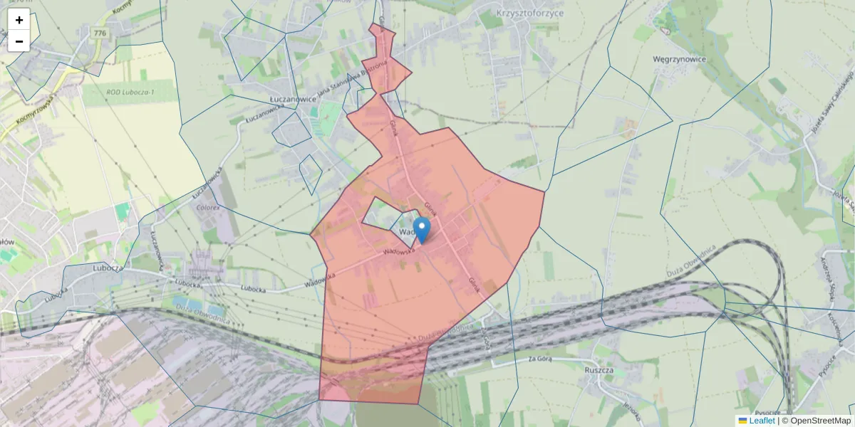 Szczegółowa mapa kodu pocztowego 31-990 z granicami, sąsiednimi kodami pocztowymi i urzędami pocztowymi