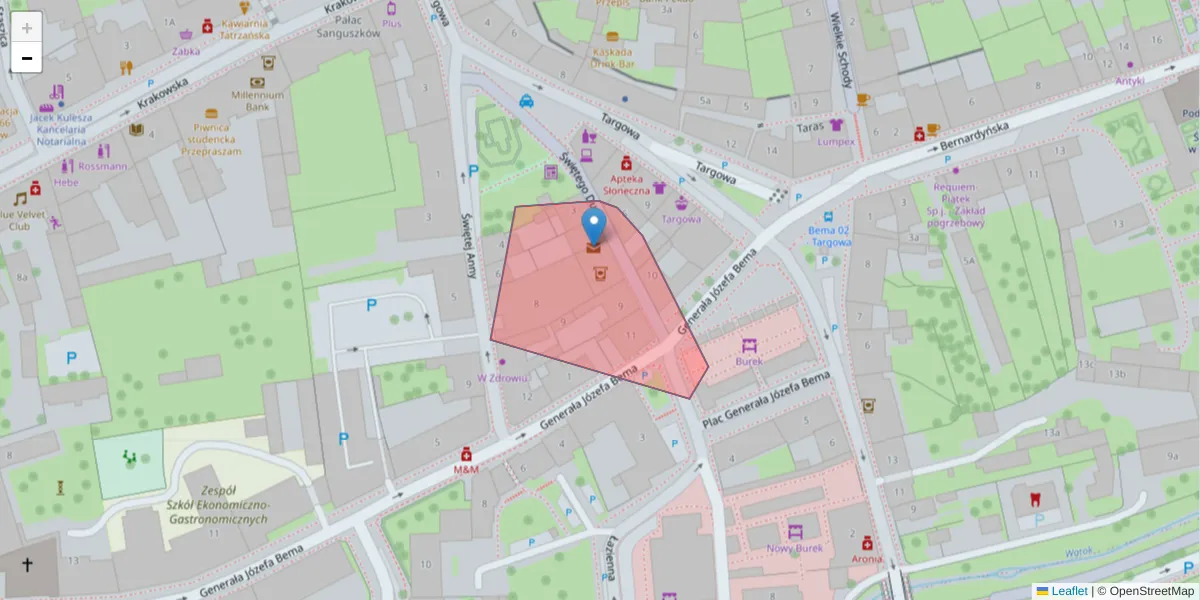 Szczegółowa mapa kodu pocztowego 33-110 z granicami, sąsiednimi kodami pocztowymi i urzędami pocztowymi