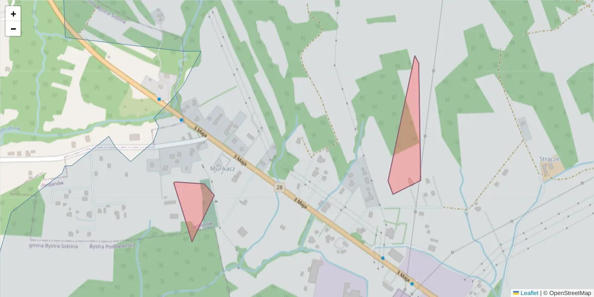 Szczegółowa mapa kodu pocztowego 34-250 z granicami, sąsiednimi kodami pocztowymi i urzędami pocztowymi