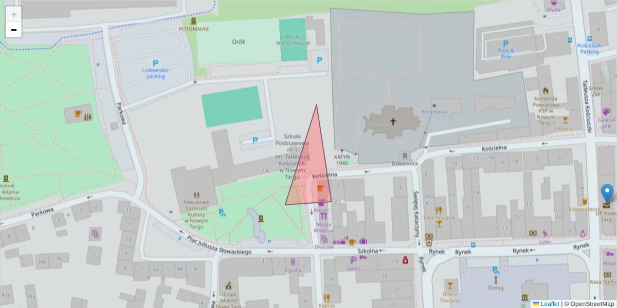 Szczegółowa mapa kodu pocztowego 34-403 z granicami, sąsiednimi kodami pocztowymi i urzędami pocztowymi
