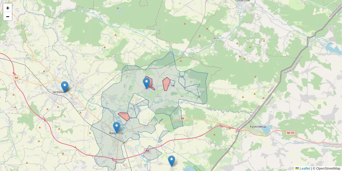 Szczegółowa mapa kodu pocztowego 34-543 z granicami, sąsiednimi kodami pocztowymi i urzędami pocztowymi
