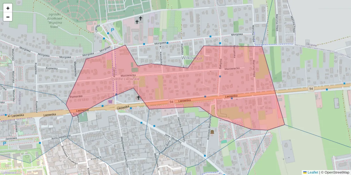 Szczegółowa mapa kodu pocztowego 35-324 z granicami, sąsiednimi kodami pocztowymi i urzędami pocztowymi