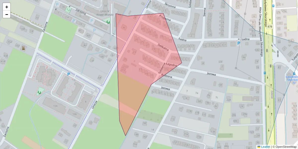 Szczegółowa mapa kodu pocztowego 35-333 z granicami, sąsiednimi kodami pocztowymi i urzędami pocztowymi