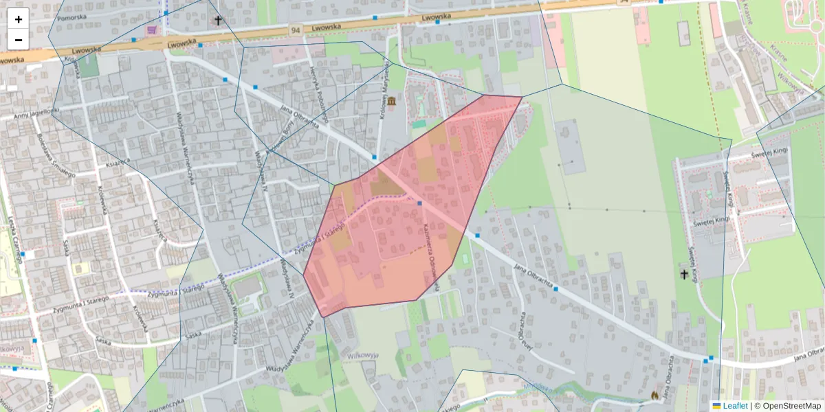 Szczegółowa mapa kodu pocztowego 35-629 z granicami, sąsiednimi kodami pocztowymi i urzędami pocztowymi
