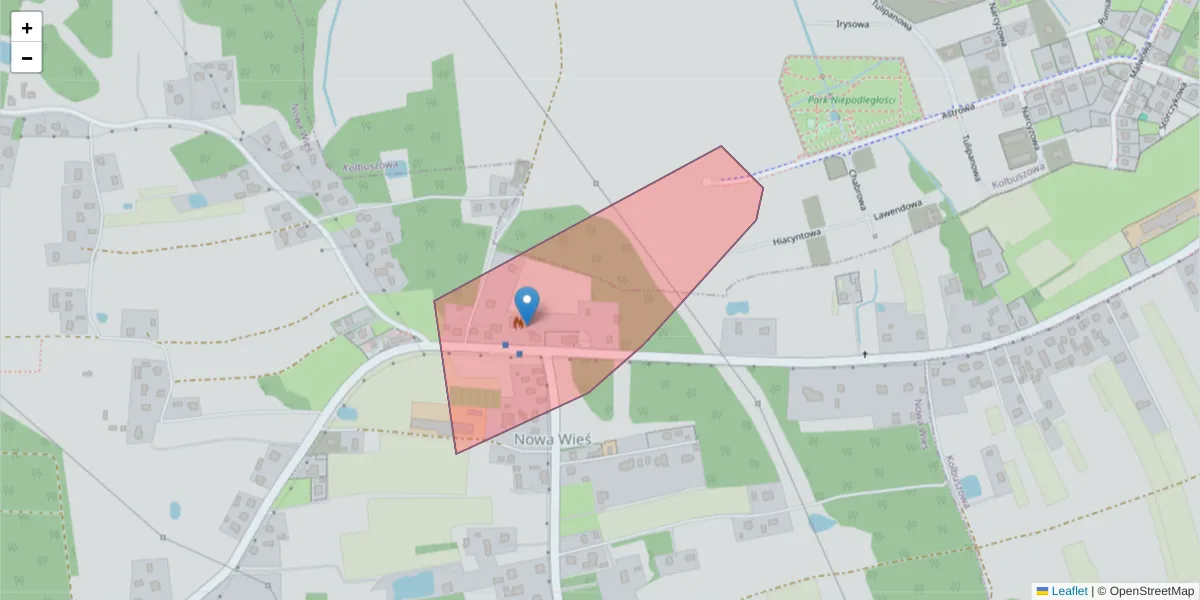 Szczegółowa mapa kodu pocztowego 36-102 z granicami, sąsiednimi kodami pocztowymi i urzędami pocztowymi