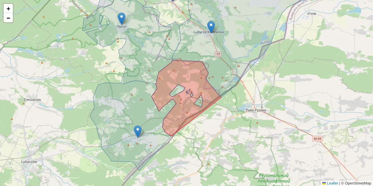 Szczegółowa mapa kodu pocztowego 37-622 z granicami, sąsiednimi kodami pocztowymi i urzędami pocztowymi