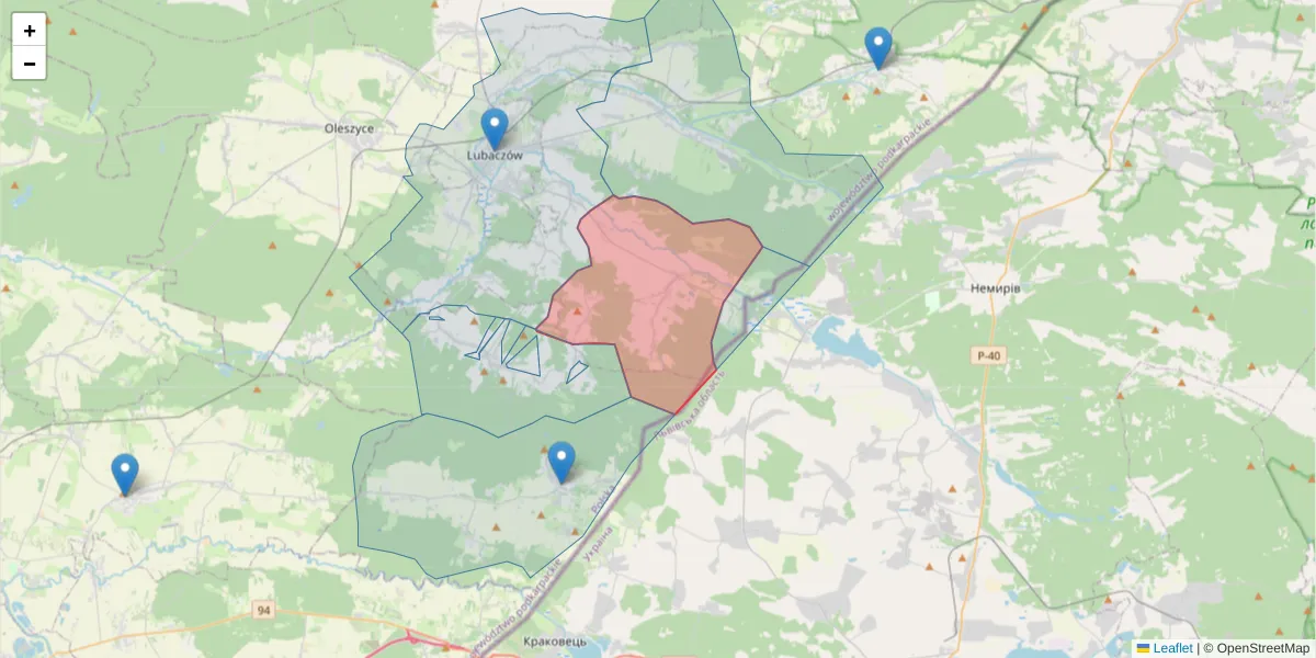 Szczegółowa mapa kodu pocztowego 37-625 z granicami, sąsiednimi kodami pocztowymi i urzędami pocztowymi
