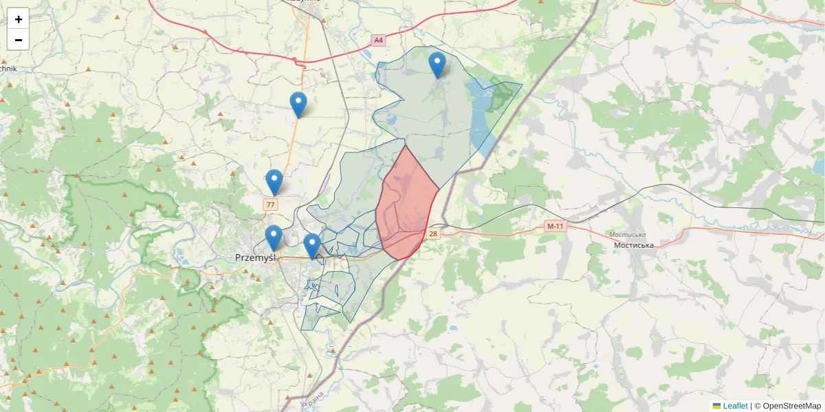 Szczegółowa mapa kodu pocztowego 37-732 z granicami, sąsiednimi kodami pocztowymi i urzędami pocztowymi
