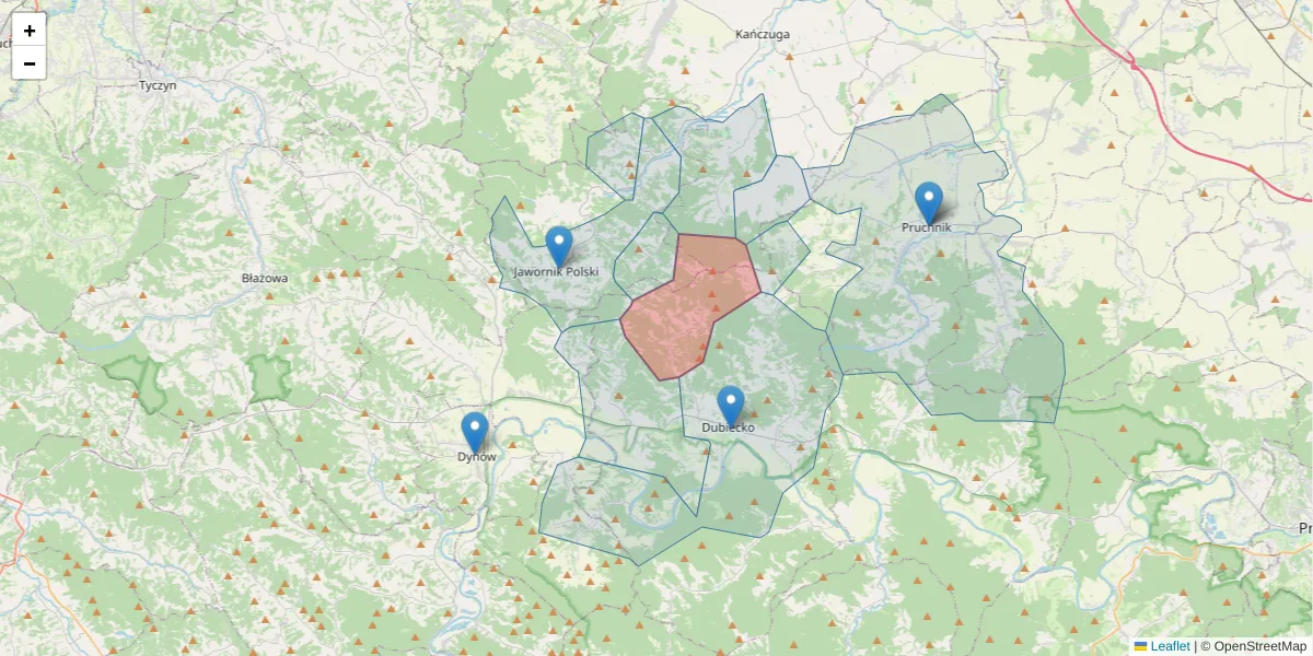 Szczegółowa mapa kodu pocztowego 37-753 z granicami, sąsiednimi kodami pocztowymi i urzędami pocztowymi