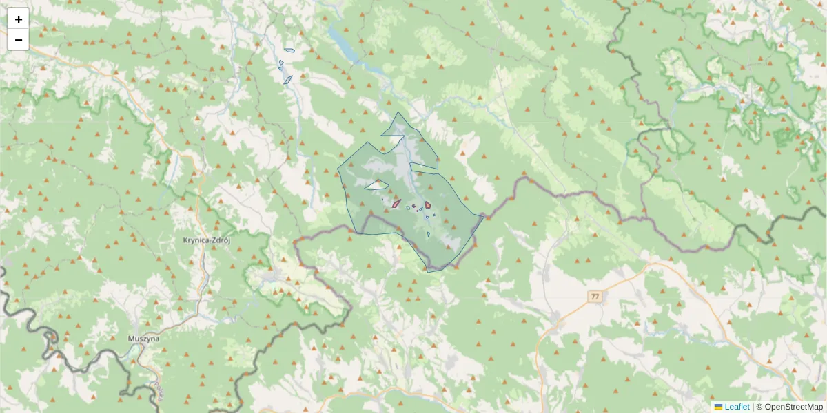 Szczegółowa mapa kodu pocztowego 38-116 z granicami, sąsiednimi kodami pocztowymi i urzędami pocztowymi