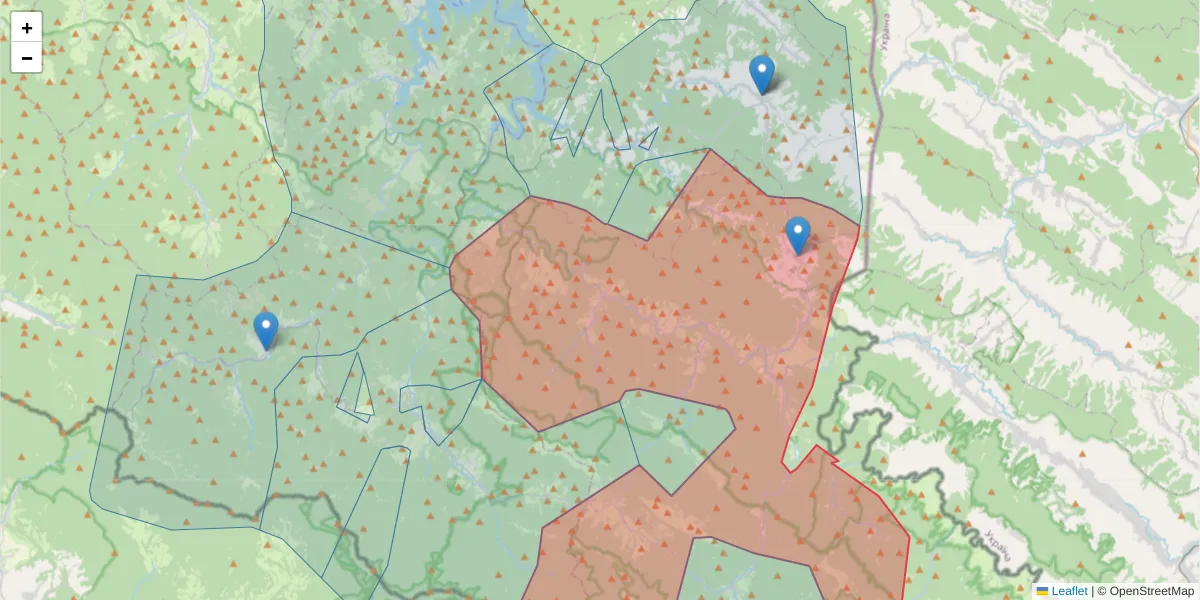 Szczegółowa mapa kodu pocztowego 38-713 z granicami, sąsiednimi kodami pocztowymi i urzędami pocztowymi