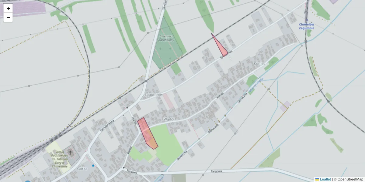Szczegółowa mapa kodu pocztowego 39-044 z granicami, sąsiednimi kodami pocztowymi i urzędami pocztowymi
