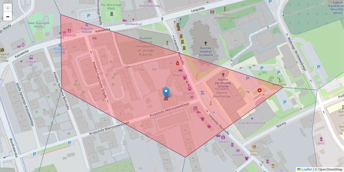 Szczegółowa mapa kodu pocztowego 40-209 z granicami, sąsiednimi kodami pocztowymi i urzędami pocztowymi