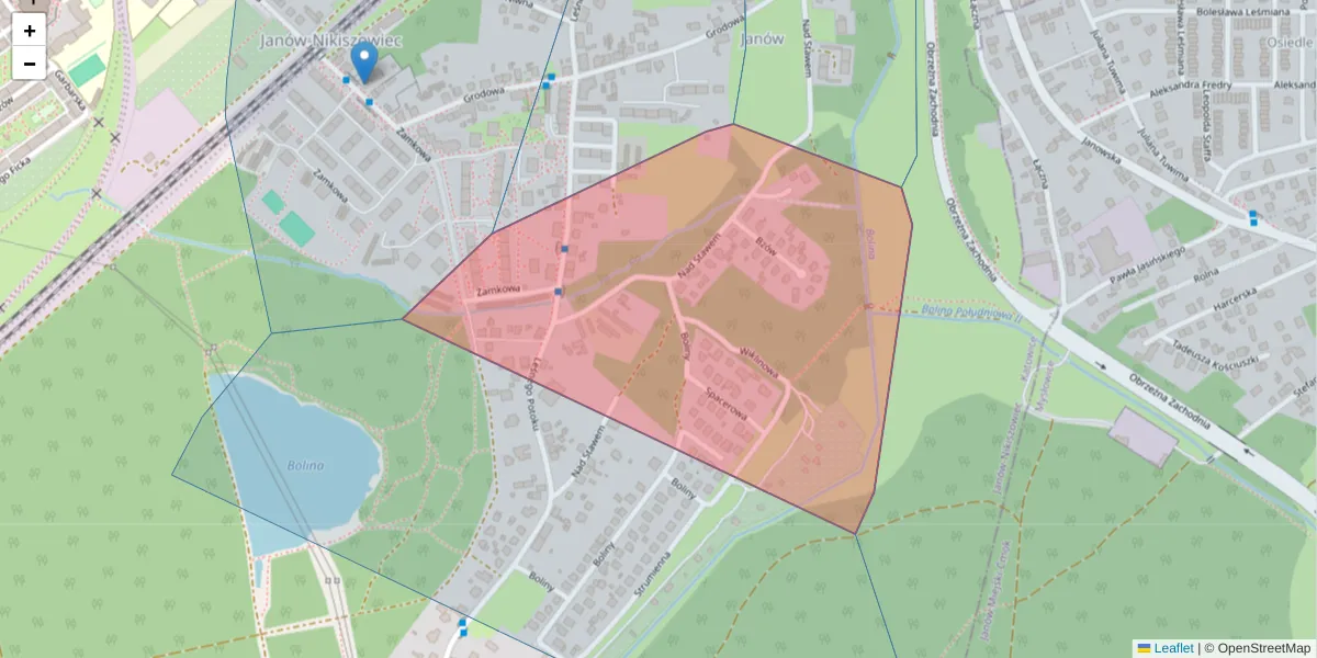 Szczegółowa mapa kodu pocztowego 40-410 z granicami, sąsiednimi kodami pocztowymi i urzędami pocztowymi
