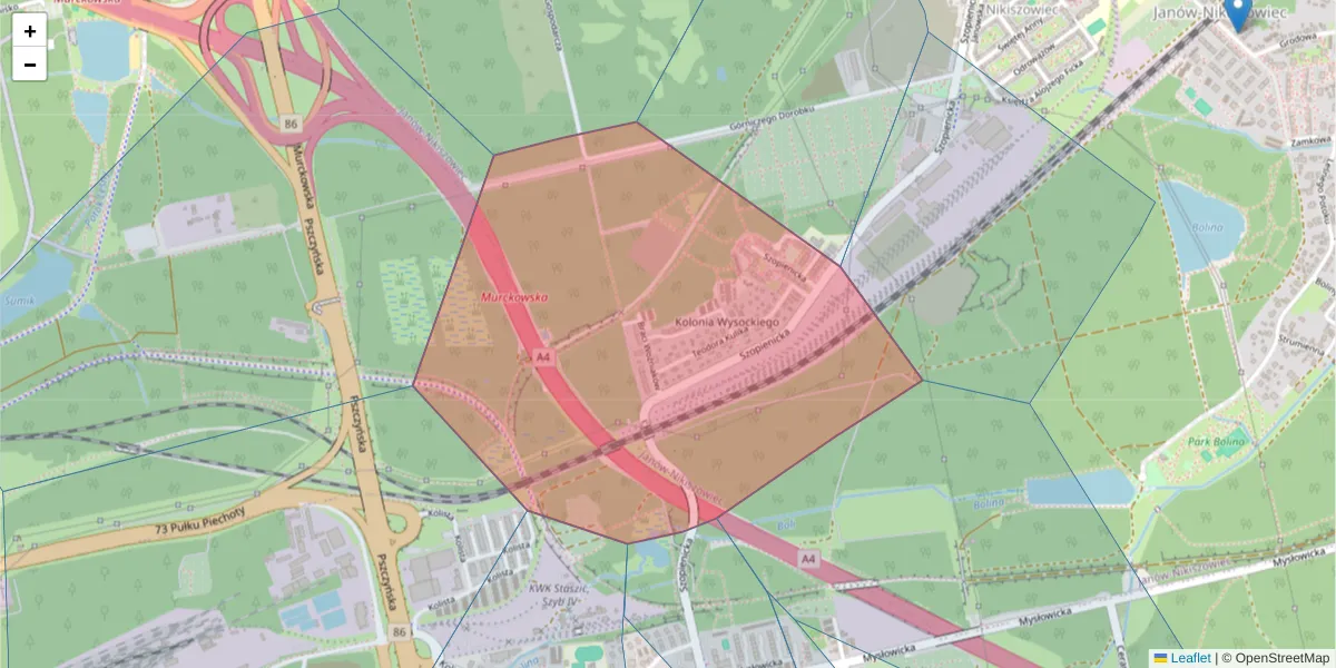 Szczegółowa mapa kodu pocztowego 40-435 z granicami, sąsiednimi kodami pocztowymi i urzędami pocztowymi