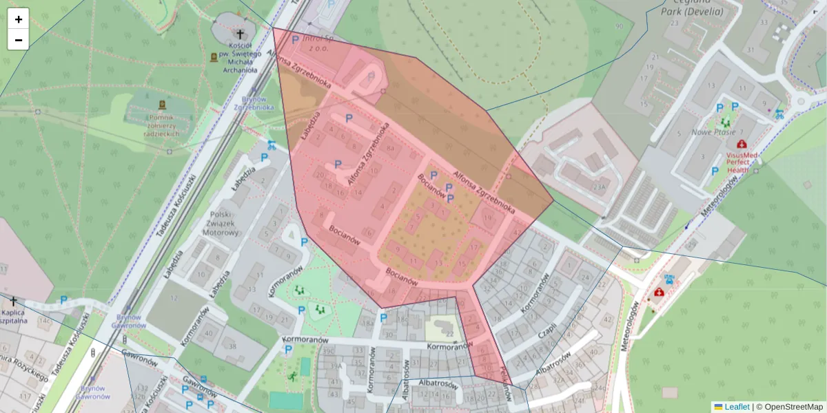 Szczegółowa mapa kodu pocztowego 40-522 z granicami, sąsiednimi kodami pocztowymi i urzędami pocztowymi