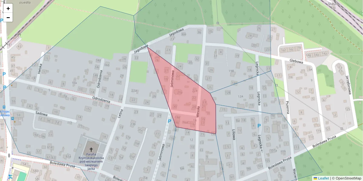 Szczegółowa mapa kodu pocztowego 40-627 z granicami, sąsiednimi kodami pocztowymi i urzędami pocztowymi