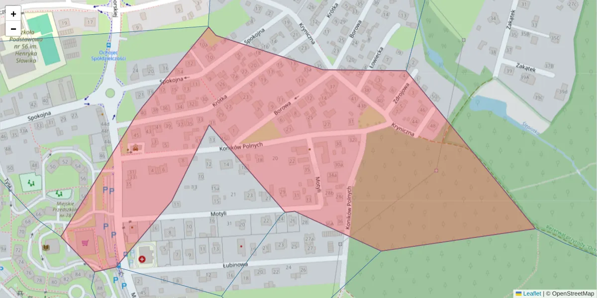 Szczegółowa mapa kodu pocztowego 40-644 z granicami, sąsiednimi kodami pocztowymi i urzędami pocztowymi