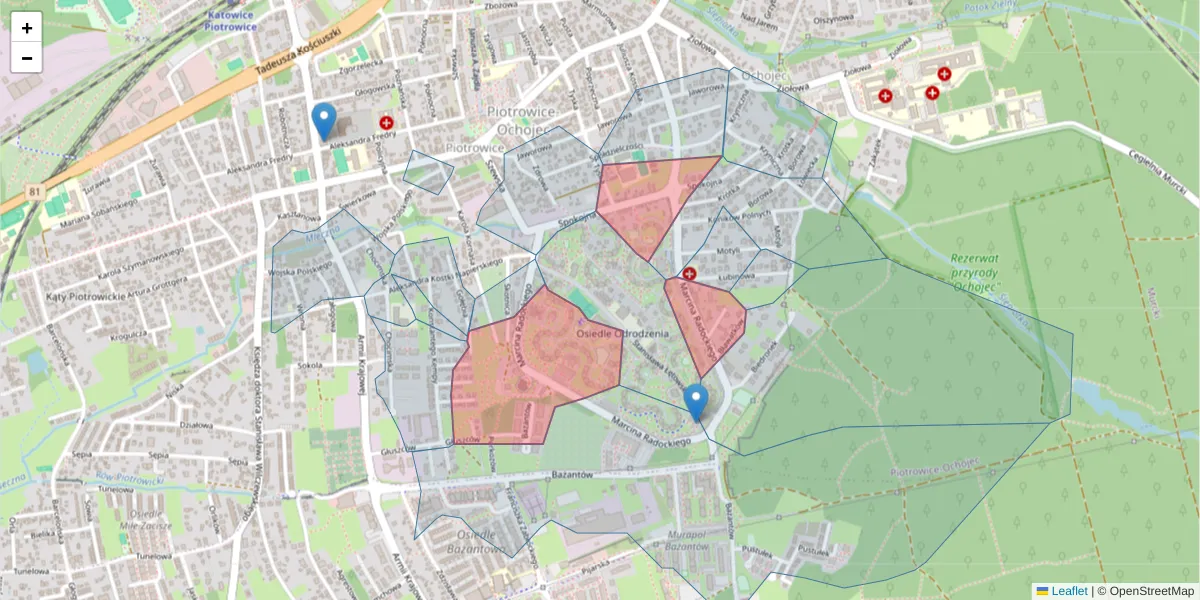 Szczegółowa mapa kodu pocztowego 40-645 z granicami, sąsiednimi kodami pocztowymi i urzędami pocztowymi