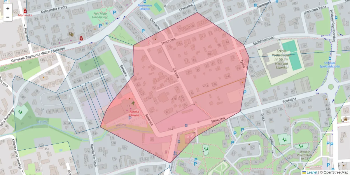 Szczegółowa mapa kodu pocztowego 40-649 z granicami, sąsiednimi kodami pocztowymi i urzędami pocztowymi