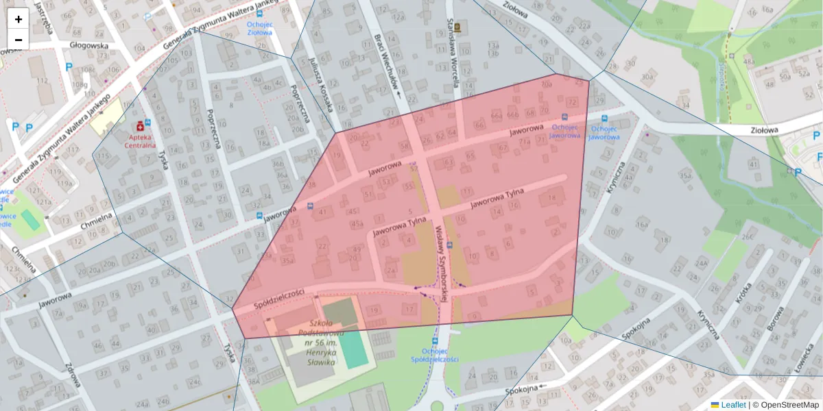 Szczegółowa mapa kodu pocztowego 40-651 z granicami, sąsiednimi kodami pocztowymi i urzędami pocztowymi