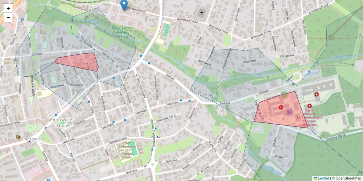 Szczegółowa mapa kodu pocztowego 40-653 z granicami, sąsiednimi kodami pocztowymi i urzędami pocztowymi