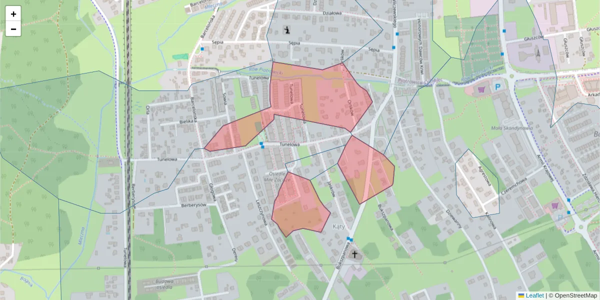 Szczegółowa mapa kodu pocztowego 40-676 z granicami, sąsiednimi kodami pocztowymi i urzędami pocztowymi