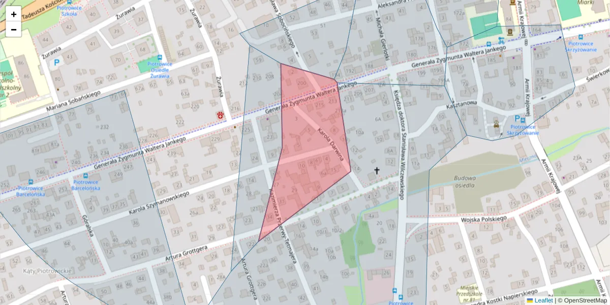 Szczegółowa mapa kodu pocztowego 40-682 z granicami, sąsiednimi kodami pocztowymi i urzędami pocztowymi