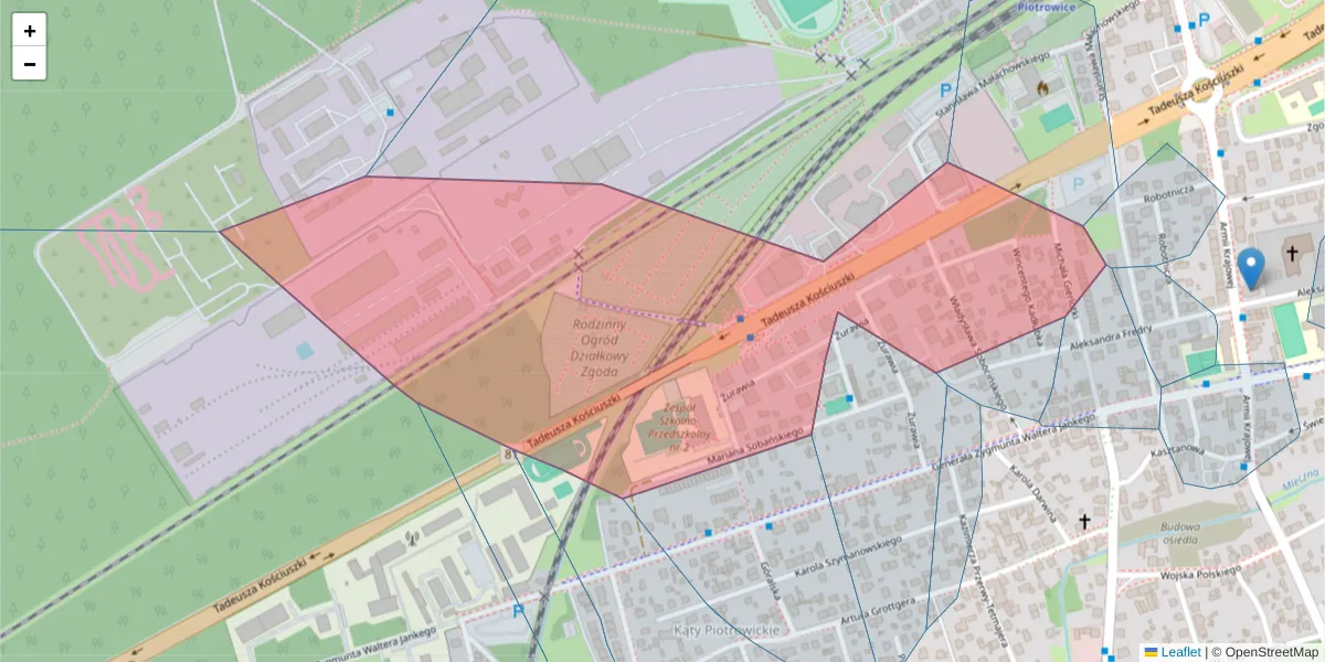Szczegółowa mapa kodu pocztowego 40-685 z granicami, sąsiednimi kodami pocztowymi i urzędami pocztowymi