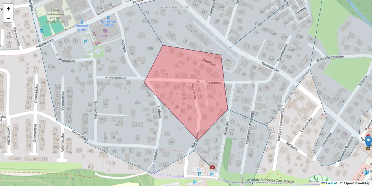 Szczegółowa mapa kodu pocztowego 40-768 z granicami, sąsiednimi kodami pocztowymi i urzędami pocztowymi