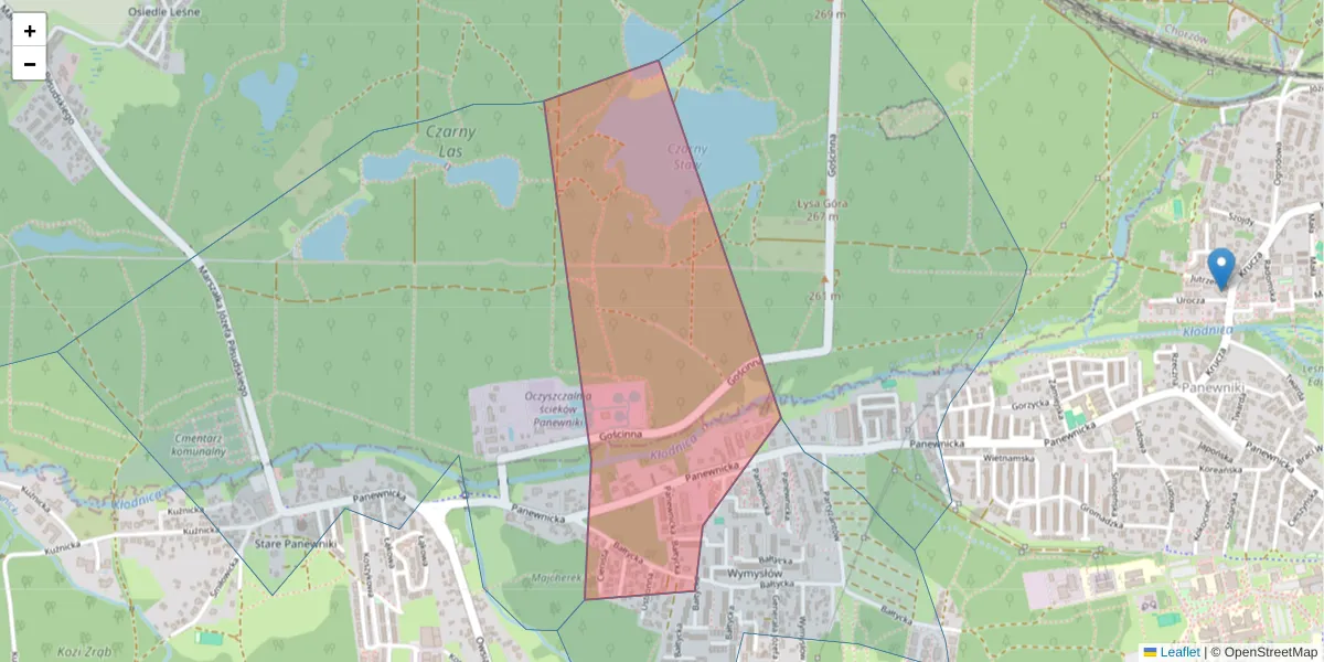 Szczegółowa mapa kodu pocztowego 40-773 z granicami, sąsiednimi kodami pocztowymi i urzędami pocztowymi