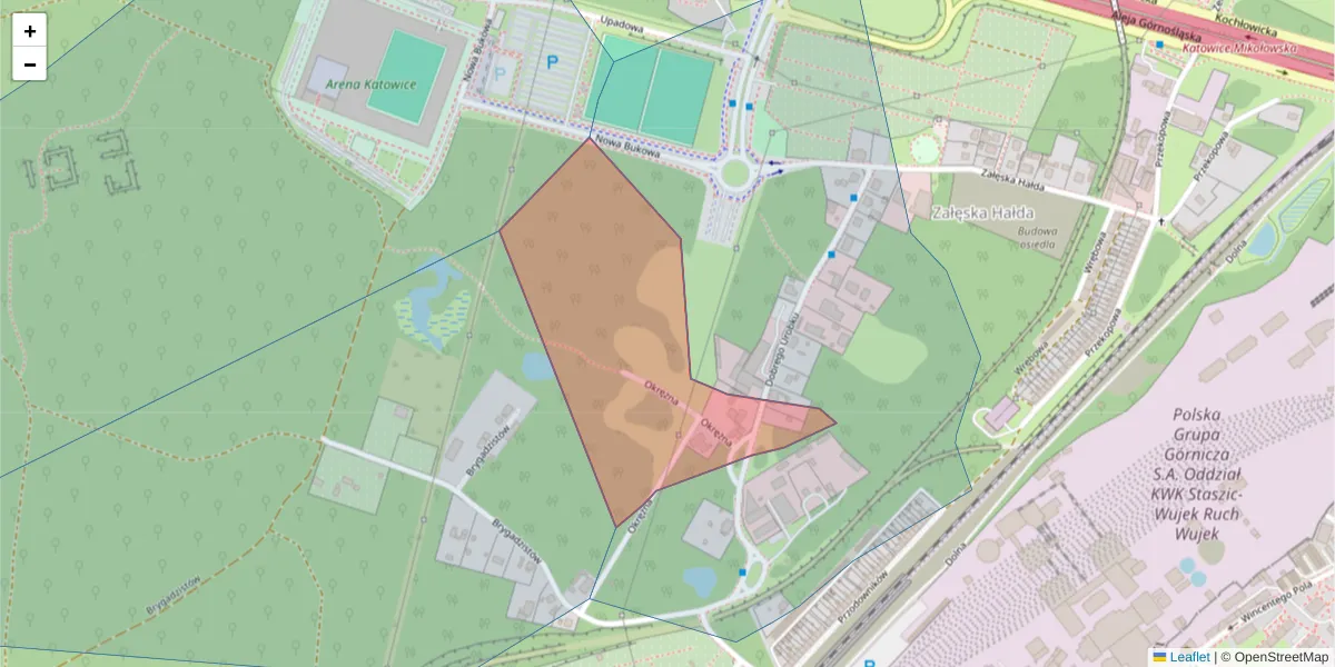 Szczegółowa mapa kodu pocztowego 40-808 z granicami, sąsiednimi kodami pocztowymi i urzędami pocztowymi