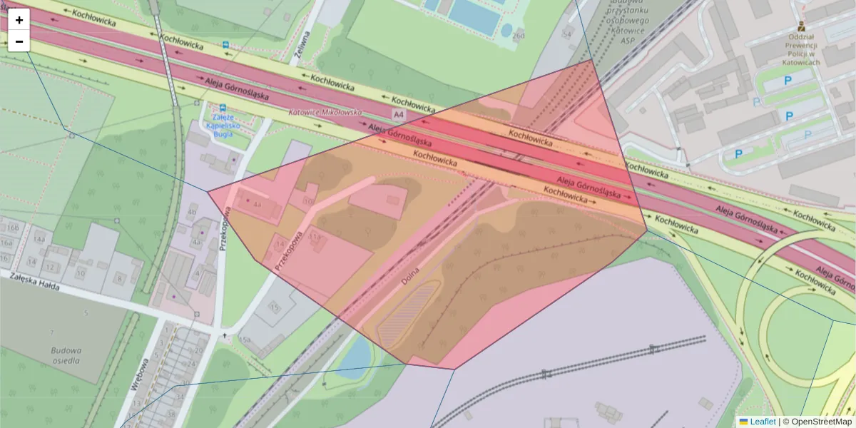 Szczegółowa mapa kodu pocztowego 40-809 z granicami, sąsiednimi kodami pocztowymi i urzędami pocztowymi