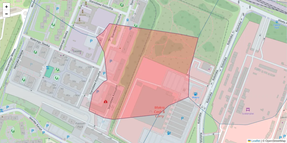 Szczegółowa mapa kodu pocztowego 40-841 z granicami, sąsiednimi kodami pocztowymi i urzędami pocztowymi