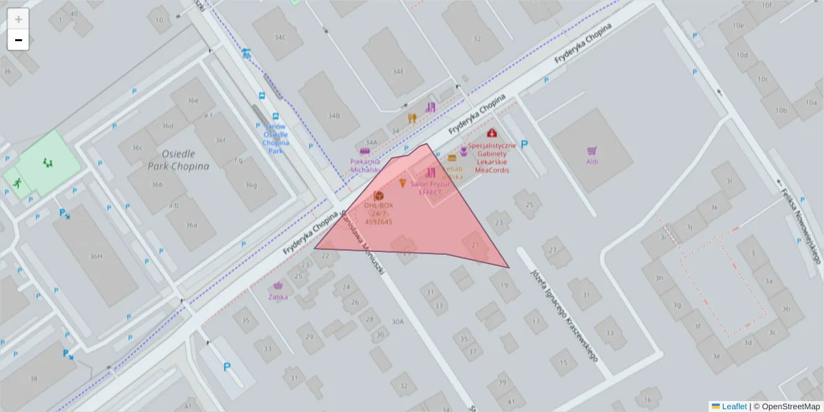 Szczegółowa mapa kodu pocztowego 41-406 z granicami, sąsiednimi kodami pocztowymi i urzędami pocztowymi