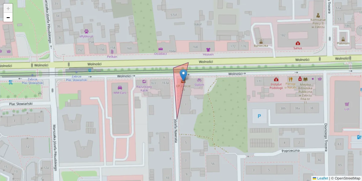 Szczegółowa mapa kodu pocztowego 41-820 z granicami, sąsiednimi kodami pocztowymi i urzędami pocztowymi