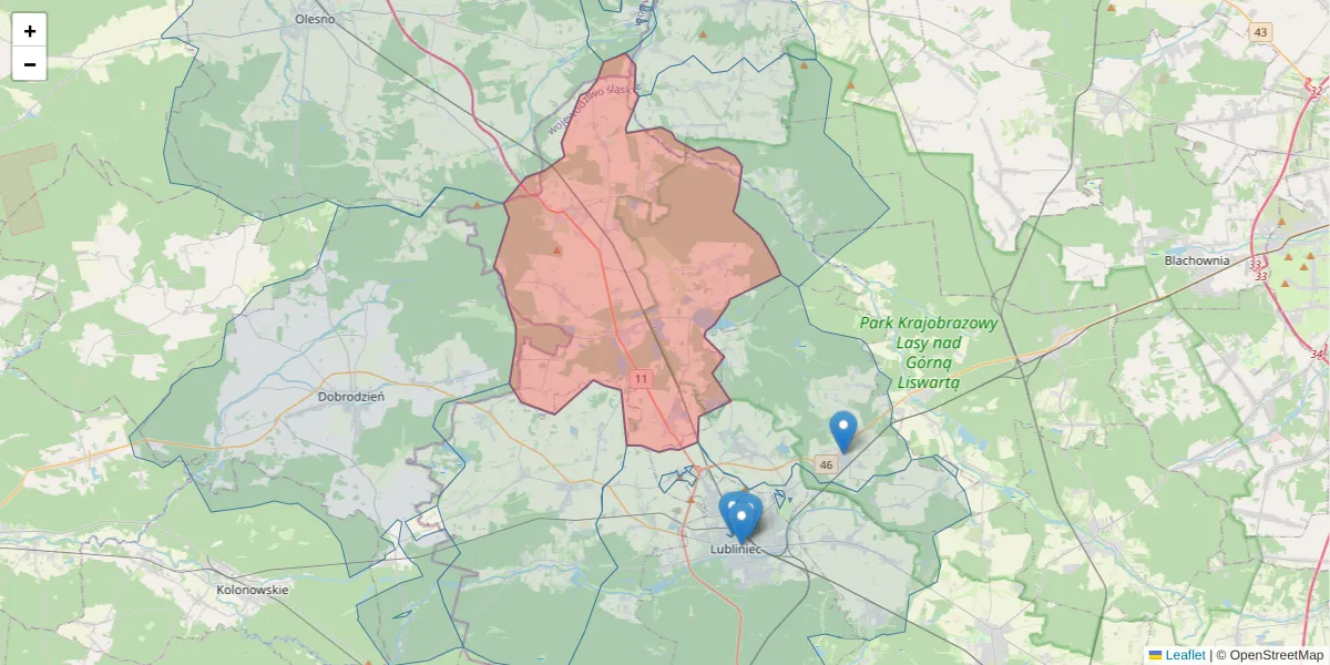 Szczegółowa mapa kodu pocztowego 42-793 z granicami, sąsiednimi kodami pocztowymi i urzędami pocztowymi