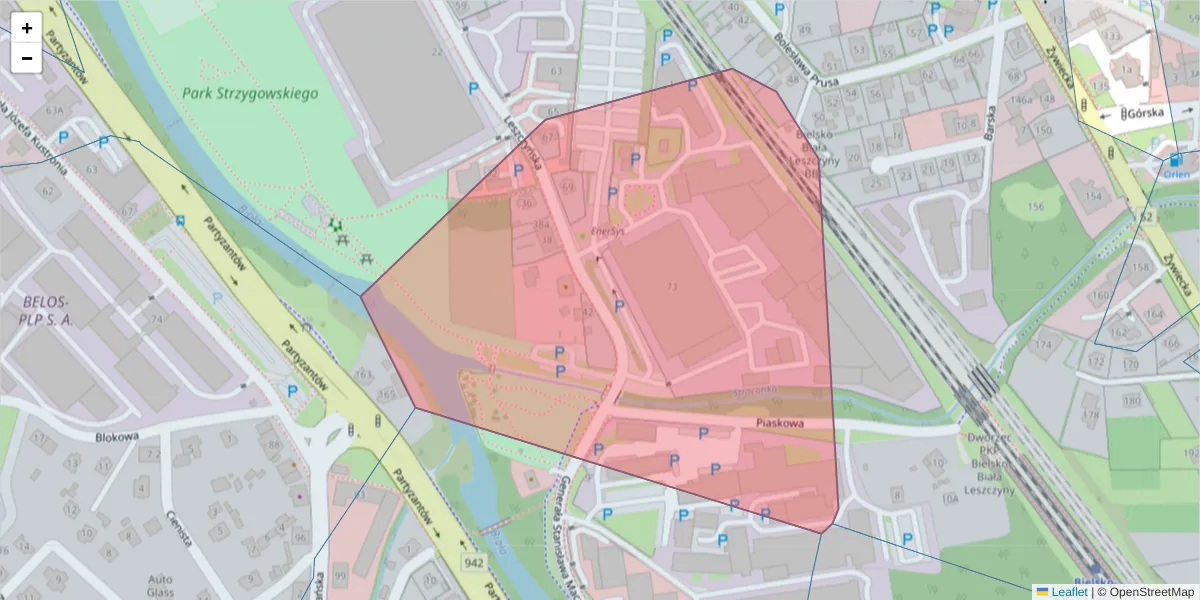 Szczegółowa mapa kodu pocztowego 43-301 z granicami, sąsiednimi kodami pocztowymi i urzędami pocztowymi
