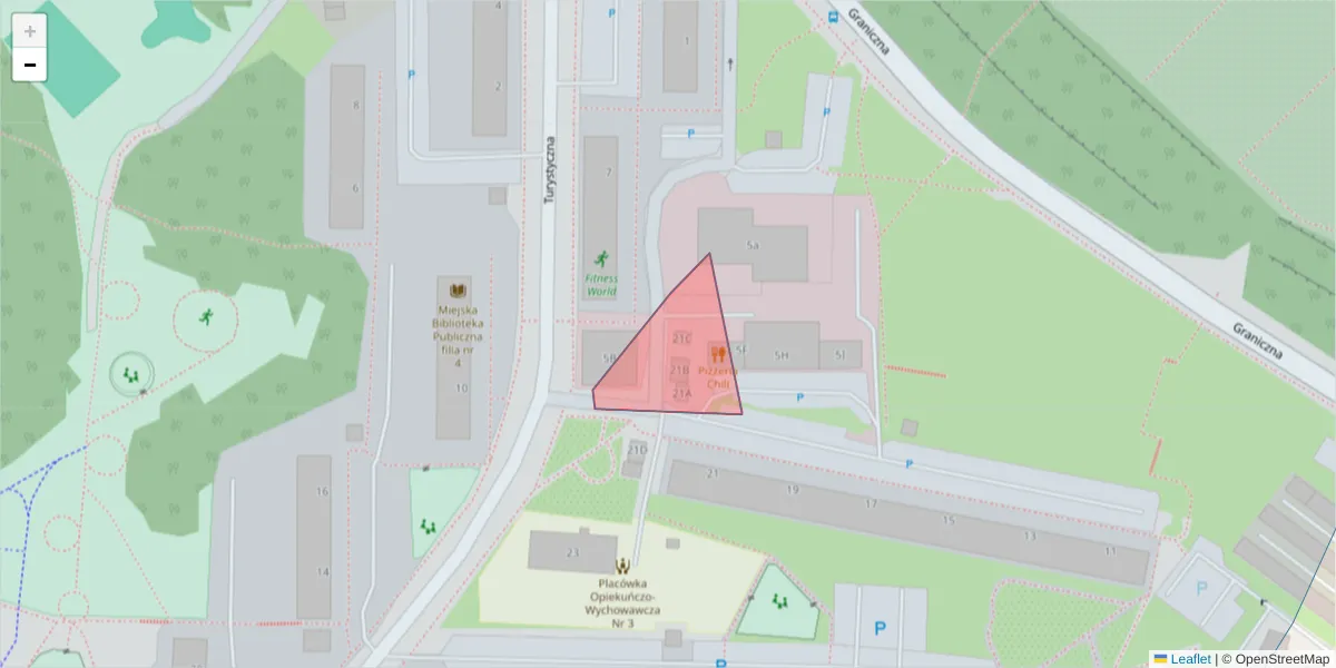 Szczegółowa mapa kodu pocztowego 44-225 z granicami, sąsiednimi kodami pocztowymi i urzędami pocztowymi