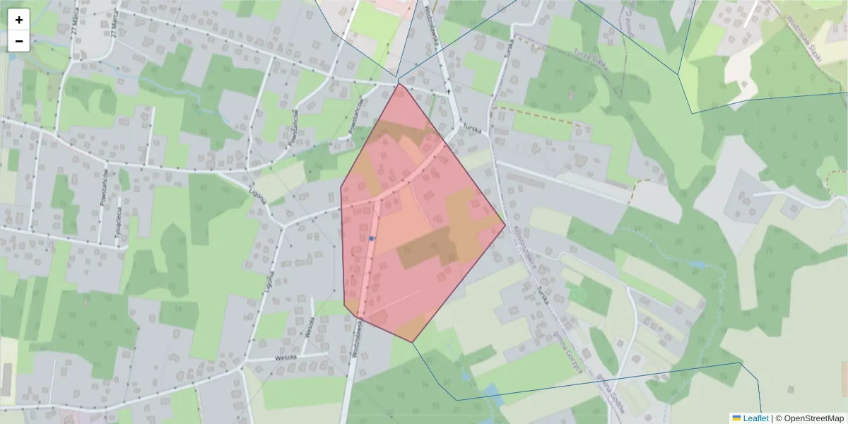 Szczegółowa mapa kodu pocztowego 44-531 z granicami, sąsiednimi kodami pocztowymi i urzędami pocztowymi