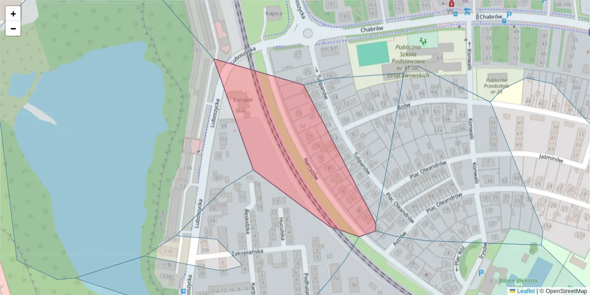 Szczegółowa mapa kodu pocztowego 45-229 z granicami, sąsiednimi kodami pocztowymi i urzędami pocztowymi