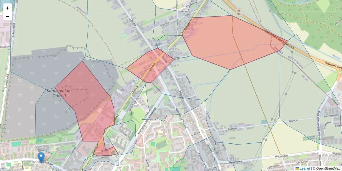 Szczegółowa mapa kodu pocztowego 45-231 z granicami, sąsiednimi kodami pocztowymi i urzędami pocztowymi
