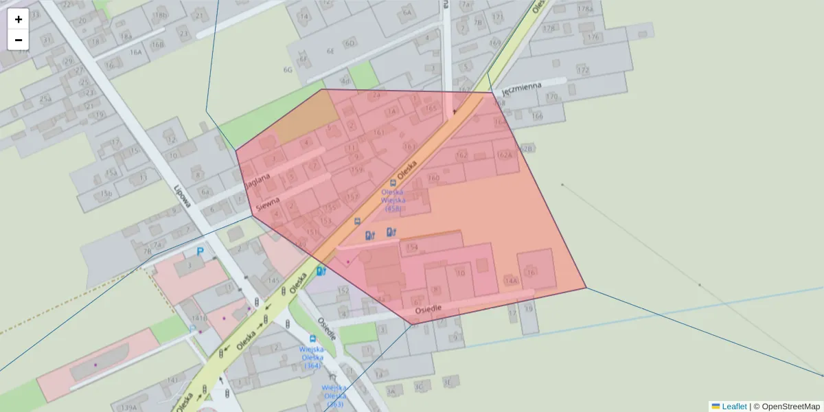 Szczegółowa mapa kodu pocztowego 45-324 z granicami, sąsiednimi kodami pocztowymi i urzędami pocztowymi