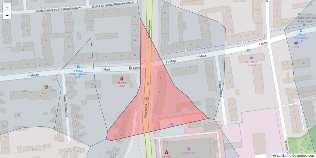 Szczegółowa mapa kodu pocztowego 45-359 z granicami, sąsiednimi kodami pocztowymi i urzędami pocztowymi