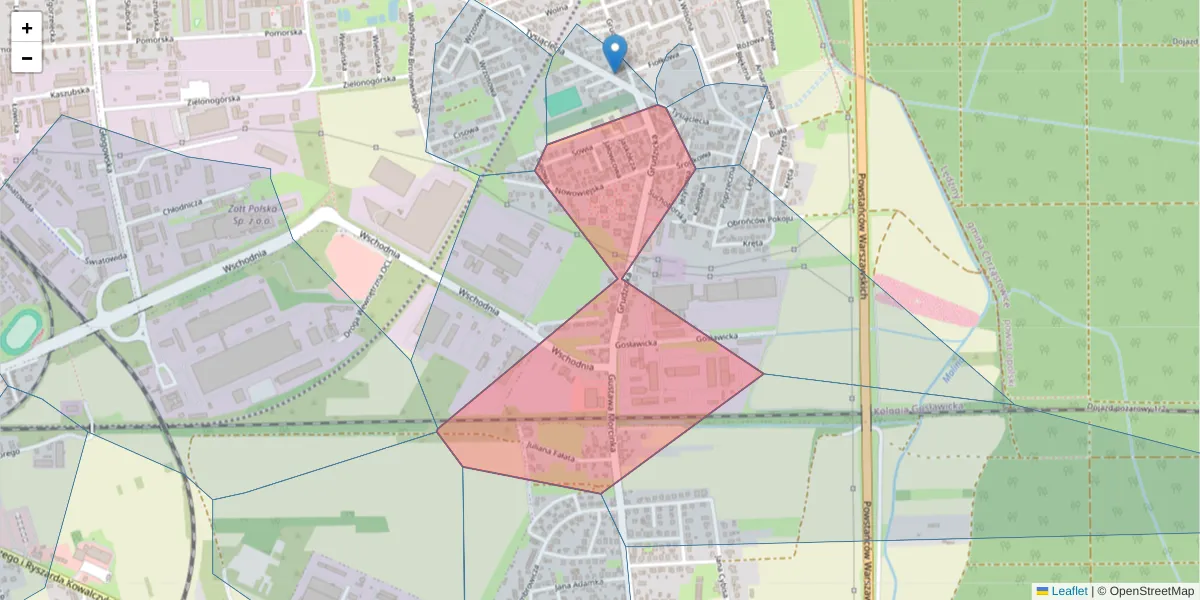 Szczegółowa mapa kodu pocztowego 45-432 z granicami, sąsiednimi kodami pocztowymi i urzędami pocztowymi