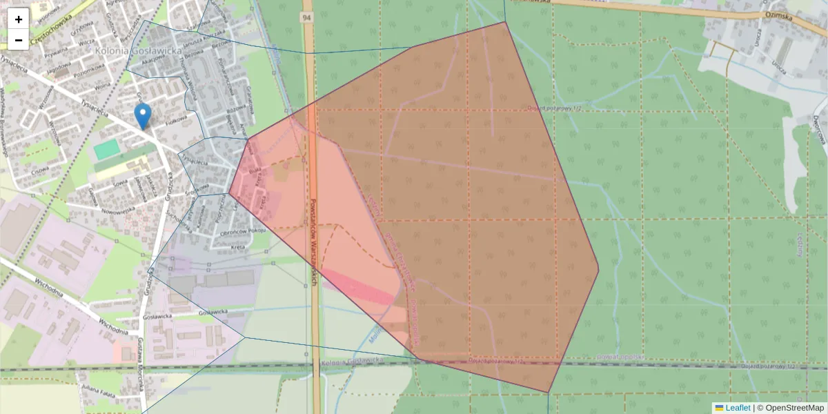 Szczegółowa mapa kodu pocztowego 45-441 z granicami, sąsiednimi kodami pocztowymi i urzędami pocztowymi