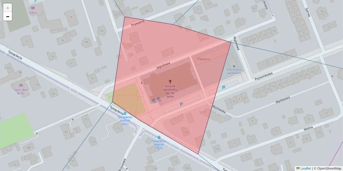 Szczegółowa mapa kodu pocztowego 45-473 z granicami, sąsiednimi kodami pocztowymi i urzędami pocztowymi