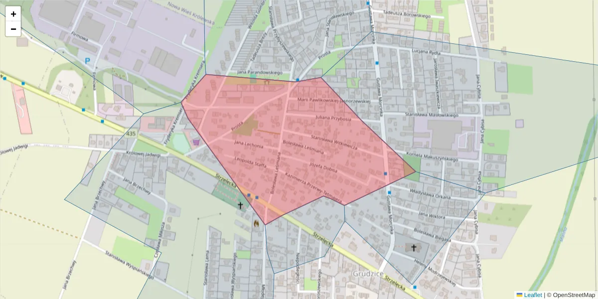 Szczegółowa mapa kodu pocztowego 45-528 z granicami, sąsiednimi kodami pocztowymi i urzędami pocztowymi