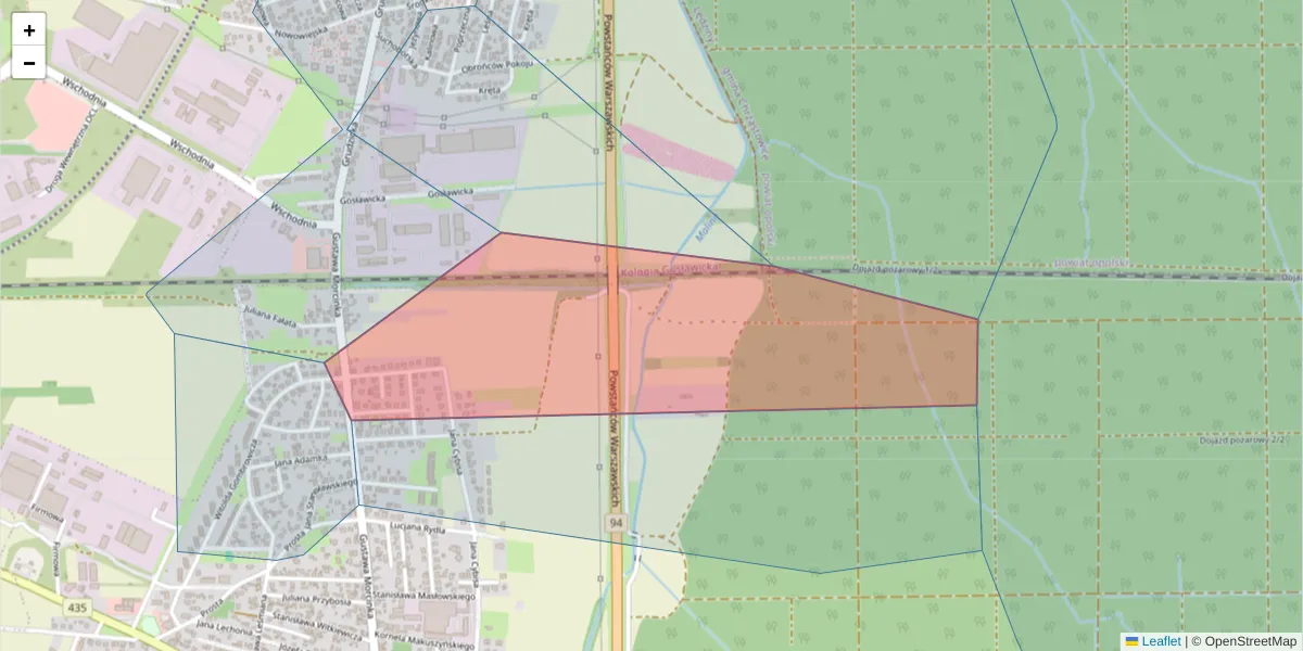 Szczegółowa mapa kodu pocztowego 45-534 z granicami, sąsiednimi kodami pocztowymi i urzędami pocztowymi